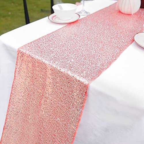 Tischl?Ufer Glitzer rund Pailletten Stoff f¨¹r Hochzeit Geburtstag Party Babypartys Tischdecke Dekoration 30 x 270 cm (Champagner 1pack)