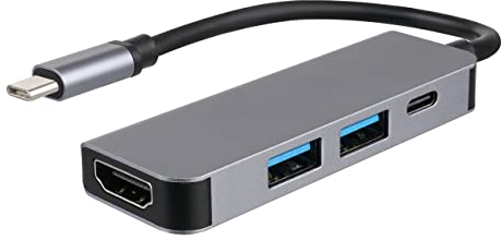 Tradebit - USB-C Hub I 4 in 1 I Adapter I HDMI Audio und Videosignale 4K Ultra HD I 2X USB 3.0 I Power Delivery PD I Kompatibel mit MacBook, Laptop und PC