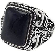 WLLDDDIU Ring Aus 925Er Sterlingsilber, Sterling Silber Ringe 925 Black Onyx Gothic Verstellbare Ringe Sammlung Handgeschnitzte Verstellbare Sterling Ringe Verlobungsring Herrenring Geschenke Mädch