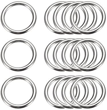 sourcing map Metall O Ringe, 15stk. 20mm (0.79) ID 3mm Stärke Mehrzweck Nicht-geschweißt O-Ring Schnalle für Handwerksgürtel Geldbeutel Tasche Hardware Herstellen, Silber Ton