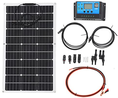 90W Panneau Solaire Flexible Système Photovoltaïque Extérieur Panneau Monocristallin Étanche Avec Serre-Câble 4 Bornes Pour RV Bateau De Pêche Tente De Cabane En Rondins
