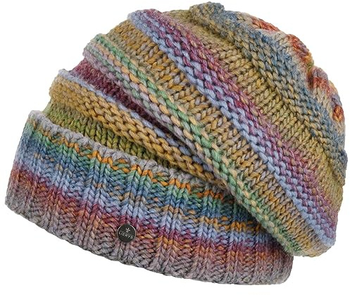 LIERYS Bernardo Oversize Umschlagmütze Winter-Beanie Fleece Schurwollgemisch Unisex Made in Germany Herbst Winter blau-grün One Size