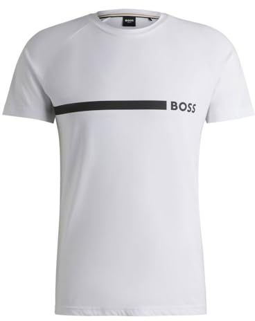 BOSS Men's T-Shirt RN Slim Fit Beach_T_Shirt, White100,