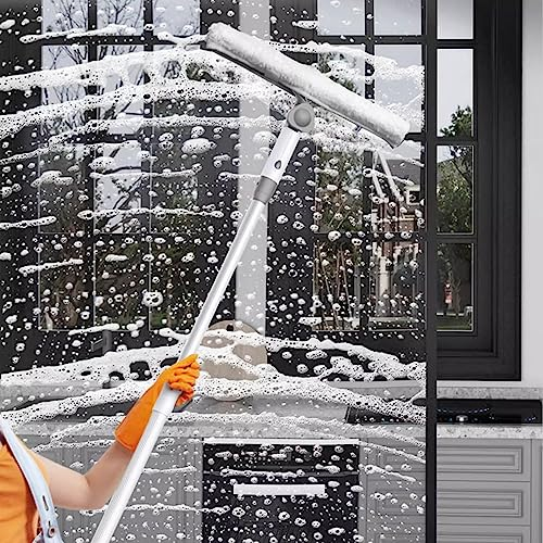 Perche Nettoyage Vitres 2 En 1 Universel Kit De Lavage De Vitres 1.2 - 4 M, Professionnel Télescopique Nettoyeur De Vitres Télescopique/ Nettoyeur De Vitres À Raclette, Pour La Maison Entreprise ( Siz