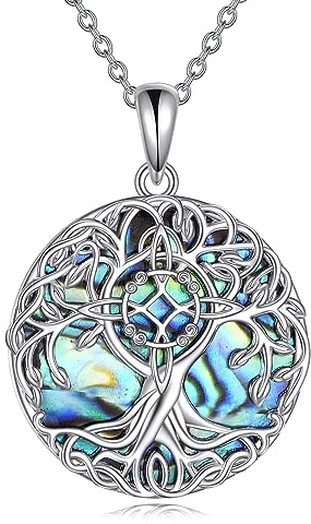 YFN Baum des Lebens Halskette Sterling Silber Hexen Knoten Baum Anhänger Kette Irische Hexe Schmuck Geschenke für Damen Herren