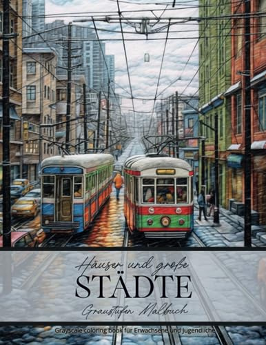 Häuser und grosse Städte - Graustufen Malbuch für Erwachsene und Jugendliche: Greyscale Coloring Book
