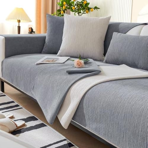 Sofabezug Ecksofa L Form, Couch Überzug U Form, 1 2 3 4 Sitzer Sofa Überzug us Chenille-Stoff mit Fischgrätenmuster, Sofaüberwurf Sofaschoner rutschfest, Pets Dog Sofa Überwurf Sofaschutz