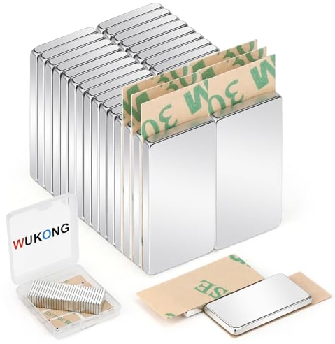 Wukong 20×10×2mm Imanes Potentes Imanes Neodimio, 30 Piezas Imanes Adhesivos Imanes Nevera, Imanes Pizarra Magnetica, Imanes Pequeños para Pizarras Blancas, Oficinas y Tablones de Anuncios