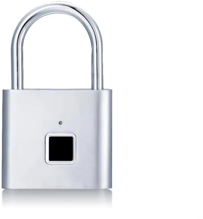 Serratura con impronte digitali, lucchetto con impronte digitali, serratura senza chiave per esterni, ricarica USB, biometrica, alta sicurezza, per bagagli, armadietto (argento)