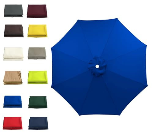 Repuesto Sombrilla, Repuesto Tela Toldo 6 Varillas / 8 Varillas 3 Metros, Recambio Sombrilla Terraza Exterior 3x3, Telas para Toldos, Recambio Tela De Paraguas para Terraza, Jardin, Exterior(Color:Blu