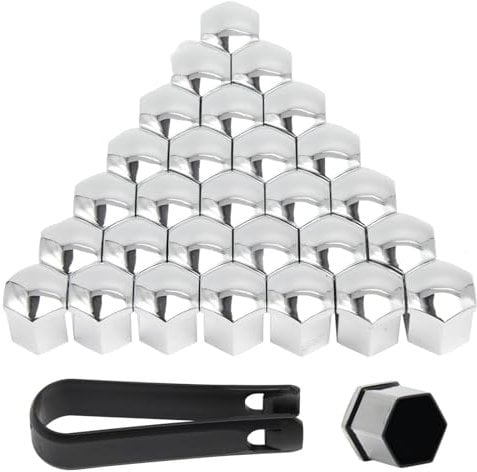 Wheel Nut Covers,Alloy Wheel Protectors,30 Pcs Plastic Chrome Wheel Bolt Covers Caps with Removal Tool Set for Cars