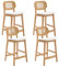 Generisch Fußbank Rattan Barhocker 2er Set Barstuhl Bistrohocker Gepolsterte Sitzfläche aus Teddystoff Küchenhocker Thekenhocker für Kücheninsel/Hausbar