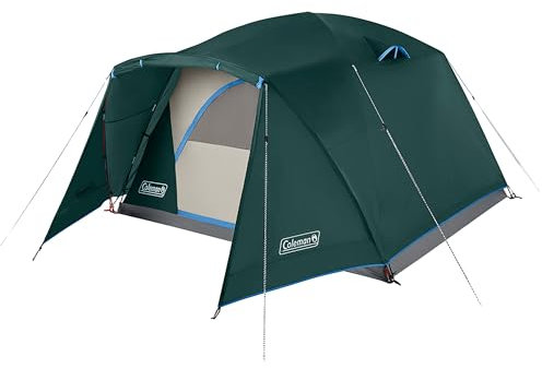 Coleman Skydome-Zelt mit Wettervorraum, wetterfestes Zelt für 4/6 Personen, in 5 Minuten aufgebaut, Regenfliege und Tragetasche im Lieferumfang enthalten, 20% mehr Kopffreiheit als herkömmliche Zelte