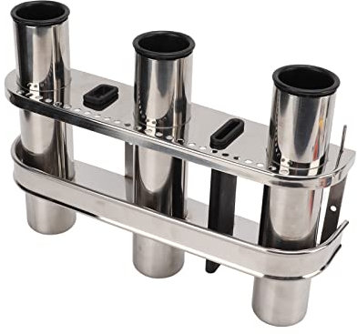 Metal Fishing Rod Holder, Easy to Install, Resistant Onboard Storage for Rods, Tools and Accessories, Suitable for Any Style of Boat, with Bait Cutting or Filleting Knife