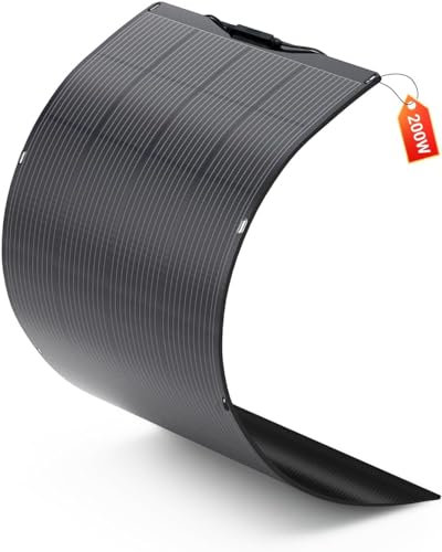 ALLPOWERS SF200 Panneau Solaire Flexible 200W avec étanchéité IP68, module solaire photovoltaïque ETFE, 32V, panneau solaire mono semi-flexible hors réseau pour toit, van, camping-car, surface inégale