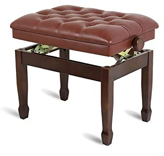 IUokLU Klavierhocker aus Kunstleder Klavierbank mit wasserdichtem und atmungsaktivem Leder Massivholzrahmenkonstruktion Tragfähigkeit bis zu 180 kg 60 x 40 x 50–60,Nussbaum