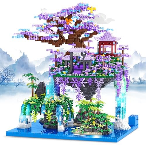 FORMIZON Moon Palace Pavilion Mini Blocs avec 4574 pièces, Blocs de Construction de Style Chinois avec éclairage LED, Décor Miniature Paysager et Plantes Blocs Décoration, Cadeaux de Noël pour Enfant