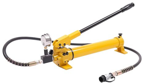 KiwiHood Pompa idraulica manuale con manometro, serbatoio olio 700 cc 10152 psi Pressione massima Pompa idraulica portatile per dispositivi di sollevamento, piegatubi e strumenti di pressatura