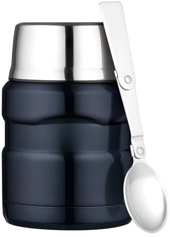 AMK® Thermos Stainless King Food Flask 0.47L Blue Comes With Spoon Vacuum Insulated Keeps Warm for 9 hours and Cold for 14h