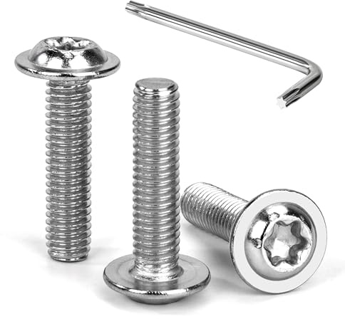 Tunejoy 30 Pièces Vis à Tête Bombée Torx avec Bride M6 x 25 mm Vis à Six Pans Creux en Acier Inoxydable A2 V2A Boulons à Tête Hexagonale avec Clé T30 Filetage Complet