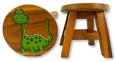 Children's Wooden Stool, Long Neck Dinosaur Design - Handmade Acacia Wood - Small Chair, Footstool or Side Table - Nursery & Bedroom Decor - Fun Step Stool for Kids - Ideal Christmas & Birthday Gift