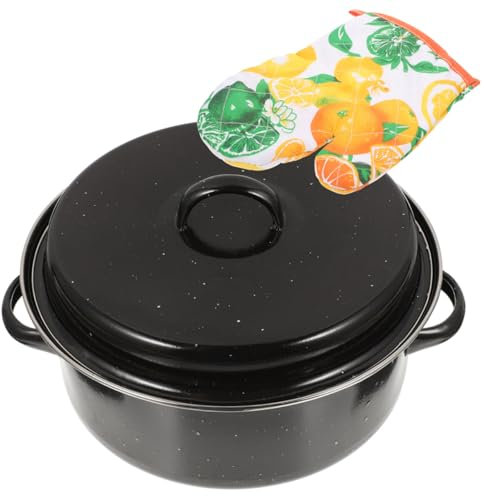 Alipis Roasting Pan Lid 26cm Enamel Cooking Pot Turkey Cooker Household Baking Dish for Oven and Stove Daily Use Roaster