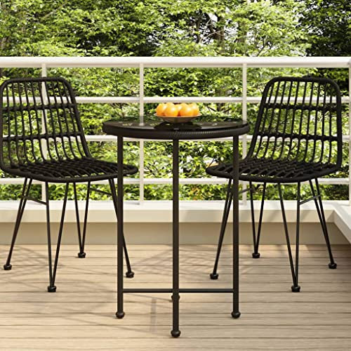 UJCHVHN Item-Mesa de comedor negra de 55 cm, vidrio templado y acero, mesas para exteriores