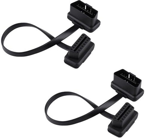 GERUI 2 cables de extensión de coche para OBD2 de 16 pines macho a hembra, cable plano para OBDII, cable de diagnóstico, adaptador para Bluetooth, WiFi, USB, ECU, lector de códigos (2)