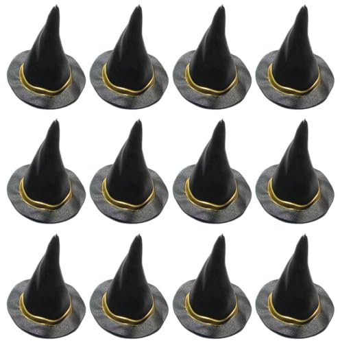 Gcroet 12pcs Hexenhutkuchen -Topper, Plastik Mini Witch Hut, 3x2,8 Zoll Hexenhut Cupcake Topper, kleiner Hexenhut für DIY Crafts Flaschen -Topper Partyzubehör