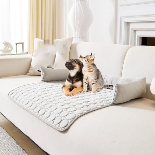 Snrtevu HeatRelief Cooling Dog Bed, Kühlendes Sofabett, maschinenwaschbar Kühlendes Hundebett, Hundedecke Sofa Halten Sie Ihr Fellbaby kühler und bequemer (Grey-1,90 * 90CM)