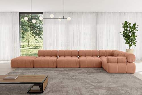ALTDECOR Modulares Sofa Ecksofa in L-Form Corner modular Sofa Eckcouch Couch Wohnlandschaft Cauchsofa Polstersofa Felto-L3-475x190x70 cm Apricot