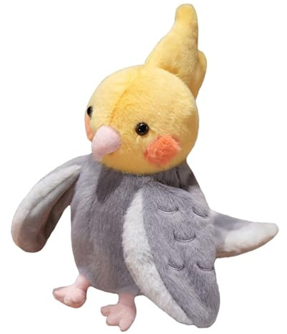 Harilla Papagei-Handpuppe, Stofftier, Kindergeschenk, 20 cm, süßes weiches Plüschtier, Plüschpuppe zum Geschichtenerzählen, Vorschul-Theater, Gelb Und Grau