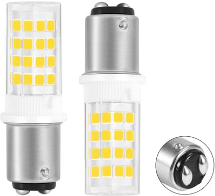 BA15D-Sockel, Doppelkontakt-LED, 230V, 3W entspricht einer 40-W-Halogenlampe, Ersatzlampe für Nähmaschinen, Haushaltslampe, flimmerfrei, nicht dimmbar, 360°, 400 Lumen(Kaltweiß 6000k, 2er-Pack)