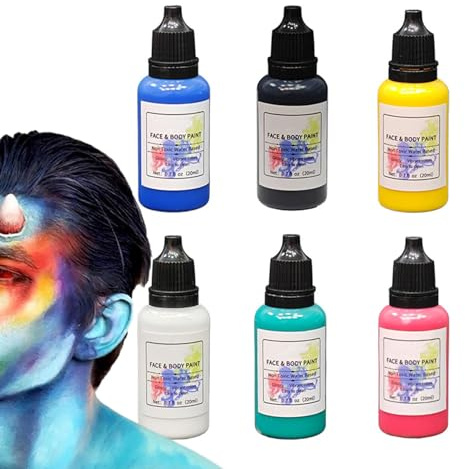 Kit de Maquillage pour Peinture Lavable à Base d'Eau pour Visage Corps et | Peinture Faciale Festive 6 Couleurs Pour Femmes Hommes Et Fête D'Halloween Cosplay Festival Clown