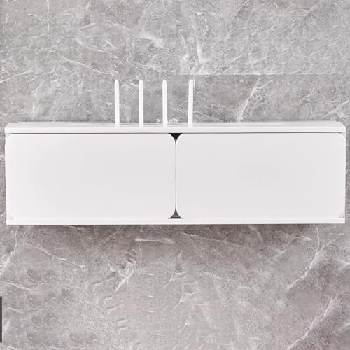 YHWKGZ Mueble de Madera for Router WiFi, Caja de Almacenamiento Para Enrutador de Pared, Estante for Módem, Organizador de Cables, Puerta Corredera Tradicional(Wit,80cm/31.5in)