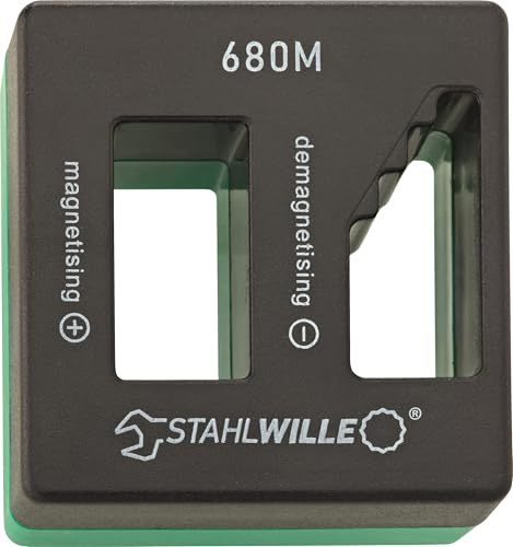 STAHLWILLE Magnetisierer Entmagnetisierer für Schraubendreher, Bits, Nägel etc. | kompakt, 50x50x30 mm, Schwarz Grün