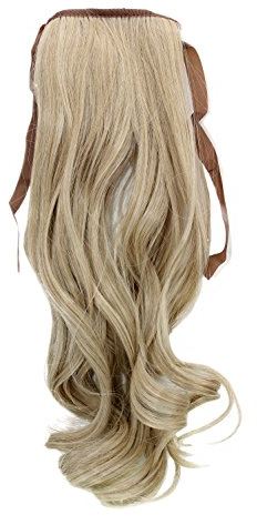 WIG ME UP - YZF-TC18-24BT613 Haarteil ZOPF Blond-Mix/Helles Aschblond wellig 45cm Band Haar Klammer Haarverlängerung