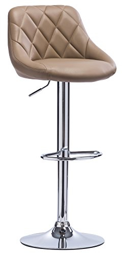 WOLTU 1er Barhocker Barstuhl, leichte reinige Kunstleder, Gute gepolsterte Sitzfläche, Höhenverstellbar, 360° Drehbar, Farbwahl, in Khaki