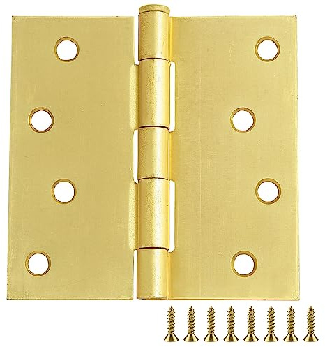 Design House 181644 10-Pack Hinge 4, SQ Satin Brass, 10 | Square Radius, Surface, Transitional, Steel, 10-Pack, Hardware, 181644