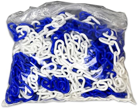 ES-Team UvV® UVKT508.0 Absperrkette, Kunststoffkette 50 Meter in verschiedenen Farben -8 mm Stärke- (blau-weiß)