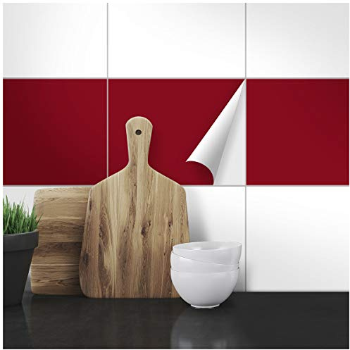Wandkings Fliesenaufkleber - Wähle eine Farbe & Größe - Weinrot Seidenmatt - 20 x 25 cm - 50 Stück für Fliesen in Küche, Bad & mehr