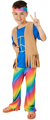 dressforfun Jungenkostüm Boy Peacemaker | Schönes, bequemes T-Shirt | Inkl. Weste in Veloursleder-Optik und Haarband (3-4 Jahre)