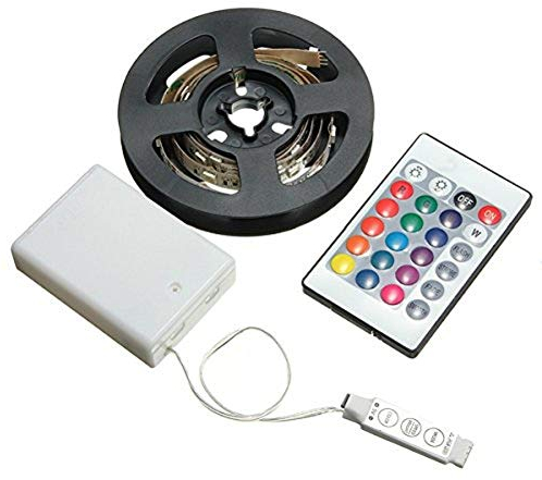 MASUNN Akku Powerot RGB Non-Wasserdicht Led Flexible Tape Rope Strip Light Kit + Ir Fernbedienung Dc5V-30 cm