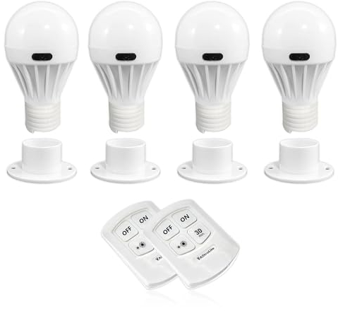 AlltroLite FA2123 4 Pack Portable Wireless COB LED Light Bulb, Battery Operated Night Lights, COB LED Cordless Light Switch, Under Cabinet, Shelf, Closet, Nightlight & Kitchen RV & Boat, White
