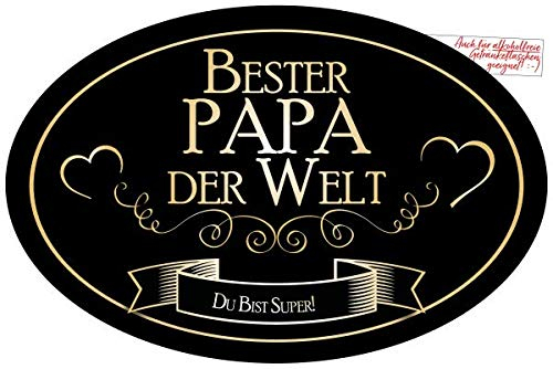Bester Papa der Welt Aufkleber Flaschenetikett Etikett für den tollsten Vater für Sektflaschen und Weinflaschen oval gold elegant