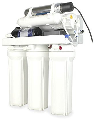 YATEK Sistema de Osmosis inversa domestica C de 5 etapas con Tanque de 12 litro, Bomba de presión y lampara UV