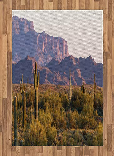 ABAKUHAUS Landschaft Teppich, Arizona-Wüsten-Kaktus, Deko-Teppich Digitaldruck, Färben mit langfristigen Halt, 120 x 180 cm, Braun Grün