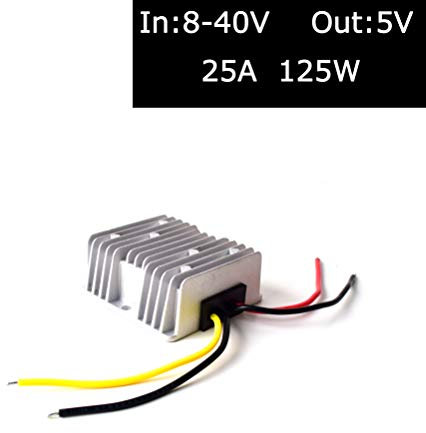 DC 12V 24V 36V auf 5V Spannungswandler 25A 125W Lkw Transformator Wandler Konverter Reduzierer Regler für Auto PKW LKW Kfz Boot Fahrzeug Solar System(Akzeptieren DC 8-40V Eingänge)