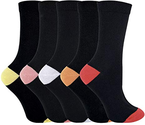 Sock Snob® - Womens soft top black coloured toes cotton rich socks in a multipack