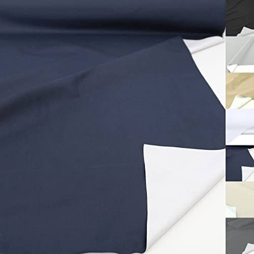 TOLKO Sonnenschutz Verdunkelungsstoff mit Thermo-Beschichtung | 100% Lichtdichter Stoff | Gardine Verdunkelungsvorhang Verdunklungsrollo Fensterfolie | Stoffe zum Nähen Meterware (Dunkel Blau)